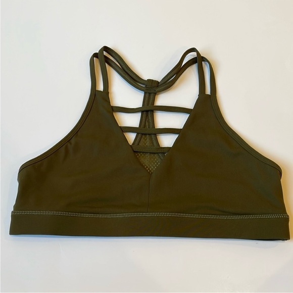 Zyia olive grid strappy mesh back sports bra - Picture 2 of 11